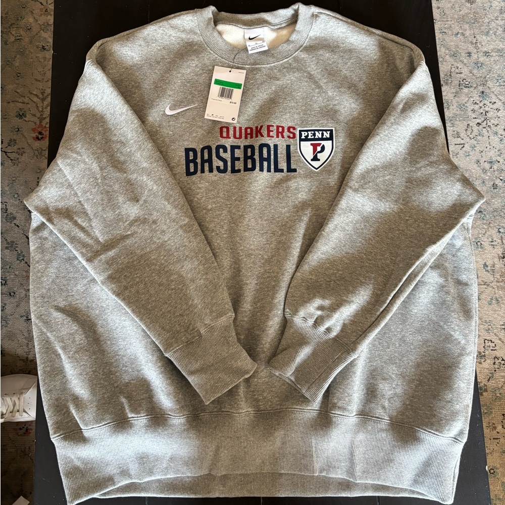 Nike Gray Crewneck Quakers Baseball Sweater